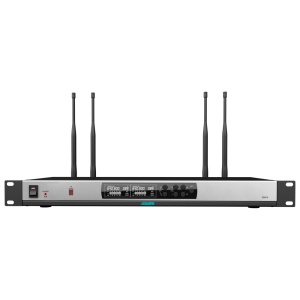 Receptor de micrófono inalámbrico - Doble canal - Emparejamiento por infrarrojos - Control de volumen para cada canal - Salida XLR - Compatible con micrófonos DSPPA-D58XX