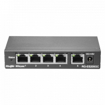 Reyee Cambiar Nube - 5 puertas RJ45 Gigabit - Velocidad da puerta 10/100/1000 Mbps - Enchufar &amperio; Jugar - VLAN/Aislamiento de puertas/Detección de bucle - Límite de velocidad da puerta