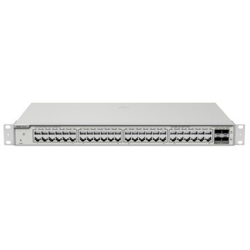 Reyee Cambiar Nube Cubrir 3 - 48 puertas RJ45 Gigabit - 4 puertas SFP Gigabit - Estático Retraso/DHCP Fisgonear/IGMP Fisgonear/Puerto Espejo - VLAN/Puerta Aislamiento/STP/RSTP/LCA/Qos/802.1X - Servidor DHCP/Rutas estático/Rotura/OSPF/SNMP