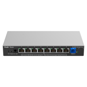 REYEE E -LIGHTEN SWITCH POE Cloud Cover 2 - 8 Ports RJ45 Gigabit 802.3AF/ AT - 1 Optical Holder SC 1G (PON) - 30W PER HAS 802.3AF/ AT/ Maximum 120W - VLAN/ LOOPS INSULATION - DHCP SNOOG/ DOORS MIRRATION/ MEETING
