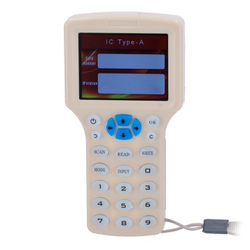 RFID - 3 "TFT and Keyboard Card Reader - Card Identification and Cloning - In 125 KHz Y MF 13.56 MHz - Power Source 4 AAA or Micro -USB - Plug & Play