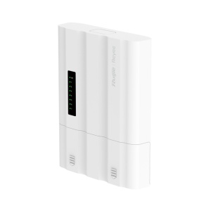 Ruijie Reyee Cloud Managed L2 PoE Switch - 5 portas Gigabit RJ45 e 2 ranhuras SFP - 4 saídas PoE+ com potência adaptável a 60 W - Entrada de alimentação dupla: DC 12V e PoE In - Proteção industrial IP65 com suporte ERPS - Imunidade contra sobretensões ext