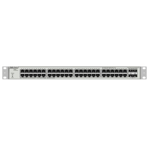 Ruijie Reyee Cloud Managed L2+ Switch V2 - 52 Portas totais (48 PoE+ / 4 Uplinks 10G SFP+) - Ligações de fibra de 10 Gbps de velocidade ultra-rápida - Potência PoE+ estável de 30W / Orçamento 370W - Roteamento estático de camada 3 (IPv4 / IPv6) - Design V