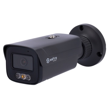 Safire Smart - Câmara IP Bullet E1 Inteligência Artificial - Resolução 4 Megapixel (2566x1440) - Lente 2.8 mm | Microfone integrado | DL 30m - IA: Classificação de humano e veículo - Impermeabilização IP67 | PoE (IEEE802.3af) | P2P