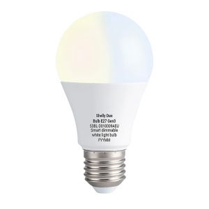 Shelly Duo Bulb E27 Gen3 - Regulação da intensidade luminosa sem cintilação - Ajuste da temperatura de branco quente a frio - Conectividade Wi-Fi e Bluetooth integrada de fábrica - Suporta AC 110-240V / 800 lúmens - Compatível com Apple HomeKit / Alexa e