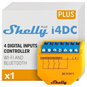 Shelly Plus I4 DC - WiFi 2.4 GHz IEEE802.11 b/g/n / Bluetooth - Interruptor inteligente - Suporta DC 5 - 24V - Suporta 4 canais - Compatível com Alexa e Google