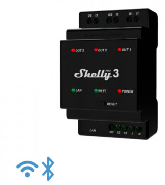SHELLYPRO3 – DIN-SCHIENENMODUS MIT 3 RELAIS WIFI/BT/LAN 110/240VAC 3X1