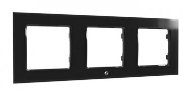 SHELLYWALLFRAME3BLACK - ESPELHO TRIPLO PARA INTERRUPTORES SHELLY - PRETO