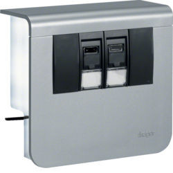 SL20055907D1 - Sup. 2xRJ45 CAT.6 SL20055, Aluminium Hager EAN: 4012740894449
