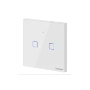SONOFF T1EU2C-TX - Interruptor duplo (2 Gang) Smart Wifi+RF touch em vidro de encastrar