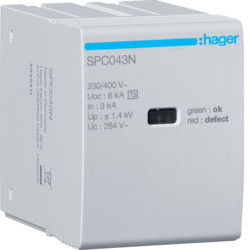SPC043N - Cart. recarga T3 N-PE Uc 264V In 3kA HAGER EAN:3250615514929
