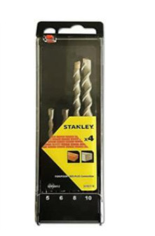 Stanley - Sta 56012 Plastikbox mit 4 Bohrern SDS -Plus 5/6/8/10 mm