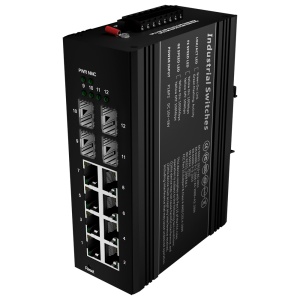 Switch POA White Brand - Carril Din Assembly - 8 portes Gigabit + 4 Gigabit SFP - Portes 90W 1 Y 2/30W 3-8 / Maximum 240W - IEE802.3AF / AT / BT | POE / POE + / HI -POE - VLAN / STP / RSTP / MSTP / ERPS / SNMP / ACL - LAG STATIQUE / IGMP Snooping / Dhcp Snoop / 802.1x