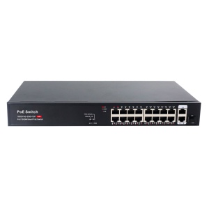 Switch PoE - 16 portas RJ45 + 2 RJ45 Uplink + 1 Uplink SFP - 16x 10/100/1000Mbps + 2x 1000Mbps + 1 x 1000Mbps - 14 Portas até 30W e 2 Portas até 60W - PoE 802.3af/at/bt até 250W no total - Pode ser montado em rack