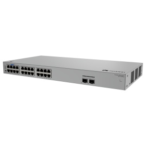 Switch PoE+ gerenciável L2 de alta densidade - 24 portas Gigabit PoE+ e 2 portas SFP 2.5GE - Enorme orçamento de potência PoE de 400 W - Capacidade de comutação de 58 Gbps e 43.5 Mpps - Módulo de ventilador inteligente com regulação de velocidade - Opções