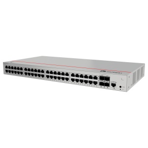 Switch PoE+ gerenciável L2+ de alta densidade - 48 portas Gigabit PoE+ e 4 portas 10GE SFP+ - Capacidade de comutação de 176 Gbps e 131 Mpps. - Orçamento total de potência PoE de 380 W - Suporte para anéis ERPS, STP, RSTP e MSTP. - Gestão avançada através