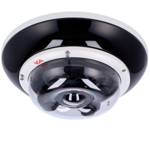 Tecnología VCA - modelo VCA-IPAi97A20-MR, gama IPAi - Cámara IP de visión envolvente IR IA de 20 MP - Resolución de 4 x 5 MP, lente de 2,8 a 8 mm. IR 30 m. - Análisis de vídeo VCA (aprendizaje profundo opcional) - Cumple con los perfiles ONVIF S/T/M, NDAA, IK10 e IP67.