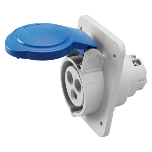 Tomada fixa de encastrar a 10°, IP44/IP54, 2P+T, 16 A, 230 V, 6 h