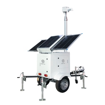 Tráiler ser-alimentado a CCTV - Panel solar de 3x120W - Batería de litio Lifeelo 2520Wh (200Ah) - Mástil telescópico hasta 6m - IP65 - Enganche de tráiler e freno de mano manual - MONTAGEM NO INCLUÍDA