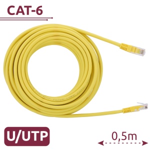 UTP Cable - Ethernet - RJ45 Connectors - Category 6 - 0.5 m - Yellow