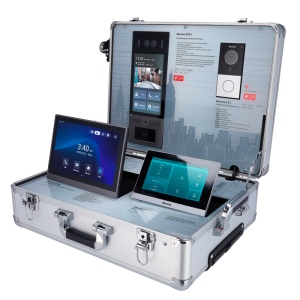 Vitrina - Videoporteros Akuvox - Router WiFi y Switch PoE - Licencia gratuita Akuvox Cloud Services - Plug & Play - Caja: 540 (Al) x 386 (An) x 178 (P) mm