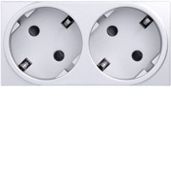 WS172T - Systo Double Schuko Take, Aluminium Hager EAN: 3250617141727