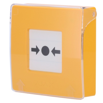 Yellow Fire Manual Alarm Button - Wireless 868 MHz Jeweller - Fire alarm button or scenery activator - Compatible with interconnected alarm function - Alarm transmission to ARC (configurable) - 2 CR123A Piles