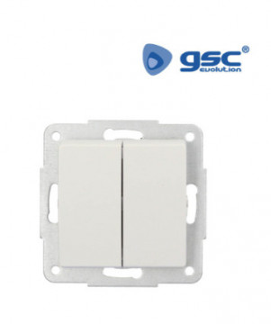 000201005 - 8433373010055Interruptor doble construido Blanco 56x56mm 10A 250V