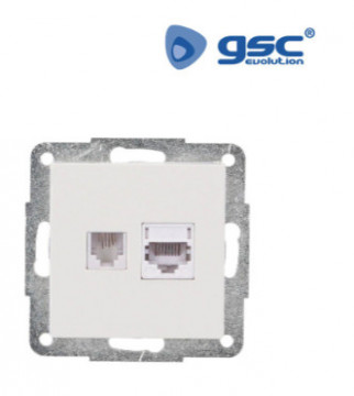 000201016 - 8433373010161Internetbasis+Telefon RJ45+RJ11 eingebaut Weiß 56x56mm