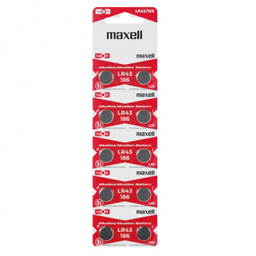 106000045 - 4902580131418BLISTER OF 10 MAXELL LR43 button -type alkaline batteries