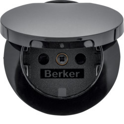 17202045 - R.1/R.3 - Esplh. Schuko w/ lid, black Hager Ean: 4011334437437
