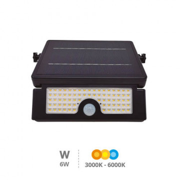 200210024 - 843373073073876 LED Reflecteur Sole avec capteur de mouvement et de piste 6W 3000 - 4000 - 6000K IP54 Black