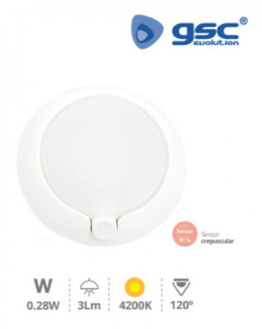 202805002 - 8433373046887Luz noturna com botão ON/OFF + sensor crepuscular 4000K