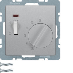 20306084 - Q.x - Thermostat mit Ein/ Aus -Aluminium -Hager EAN: 4011334443278