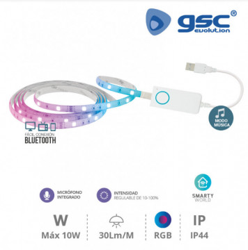 204035002 - 8433373049345kit Intelligent LED tape 2m via Bluetooth 5W/M RGB IP44