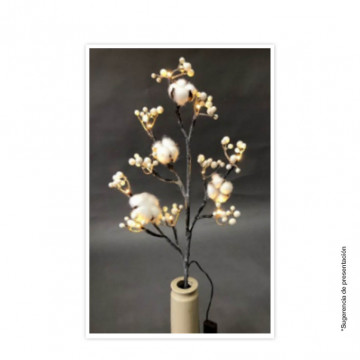 204690014 - 8433373074200Ramo decorativo LED de flor de algodón e frutas blanco 0,55M luz cálido