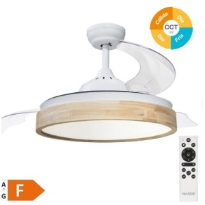 300005071 - Ventilador de teto Ranta com luz CCT regulável e controlo remoto Ø107 3 pás retráteis DC Branco