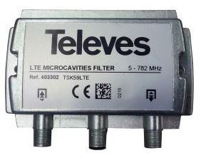 403302 -8424450166161 TELEVES - Filtrar de Micro-cavidades LTE Muy Alto Rechazo (VHR) "F" 5...782MHz VHF/UHF (C21-59) Selectivo, Interior
