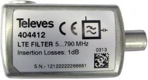 404412 -8424450167830 Televes -Filter LTE High Reject (HR) "Cei" 47 ... 790 MHz VHF/UHF (C21-60) Innenraum (B3)