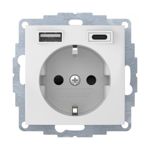 48048989 - S.1/B.x - Schuko c/ USB A+C, branco HAGER EAN:4011334528401