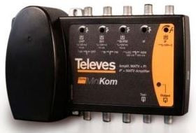 5396 -8424450139479 TELEVES - Amplificador Minikom SMATV 4e/1s BI/FM-BIII-UHF-FI G. 33/20-35-40-42dB Vs.112-112-115-121dBµV