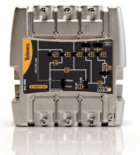 562303 -8424450179789 Televes - Amplif. Minikom 5E/1S "Easyf": FM-V-U-21..40-41..60 g 15- (22 || 32)-(26 || 36)-(24 || 34)-(24 || 34) DB vs 113-117-117-117dbµV