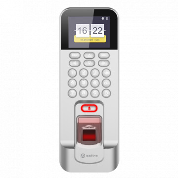 Access and Presence Control - Digital Printing, and PIN card - 3,000 users | 100,000 records - TCP/IP, WiFi, USB, WieGand and Presence Modes - 2.4 "TFT | Integrated Controller - Safire Control Center