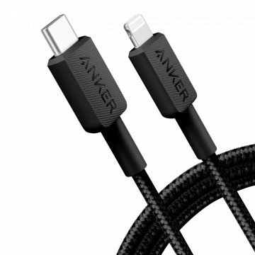 Anker - Câble USB2.0 - USB -C pour Lightning - Câble tressé en nylon - Longueur 1,8 m - Chargement rapide | Noir