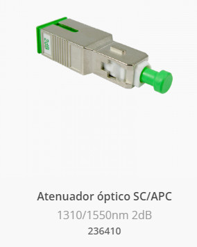 Atenuador Óptico 1310/1550nm “SC/APC” 2dB