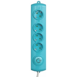 BLOCO TOMADAS TURQUESA 4x Schuko + Intraido 1,4 MT CABO