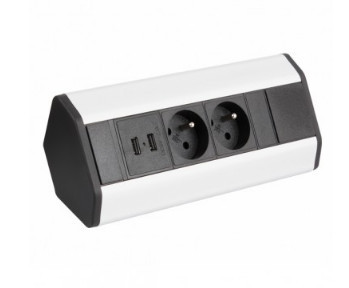 Boîte d'angle Universal 230V USB A + C Câble d'extension de chant dans la version française et Schuko.