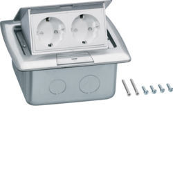 BSQ2R45E - Rechteckiger Bodenbox 2 Schuko Inox Hager EAN: 4012002249048