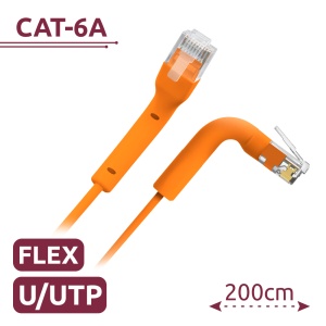 Cabo UTP flexível - Ethernet - Conectores RJ45 - Categoria 6A - 2 m - Cor laranja