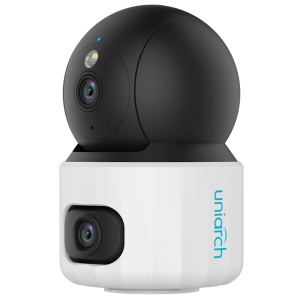 Cámara IP Uniarch de doble lente - 5 MP | Lente de 2,8 mm | IR 10 m - 5 MP | Lente de 6 mm | Luz blanca 10 m - Cámara Wi-Fi de doble lente de 2,4 GHz - UMD | Detección de audio | Detección de llanto - Audio bidireccional: micrófono y altavoz
